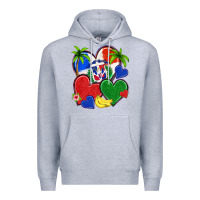 Heather Grey dominican repuclic hearts Premium Hoodie - NancyCooperArtShop