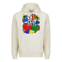 Oatmeal Heather dominican repuclic hearts Premium Hoodie - NancyCooperArtShop