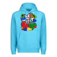 Ocean Blue dominican repuclic hearts Premium Hoodie - NancyCooperArtShop