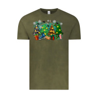Vintage Olive christmas trees with hockey Vintage Tee - Zillion Design Studio