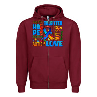 Burgundy autism  words Zipper Hoodie - AdoDesignShop