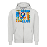 Dove Grey autism  words Zipper Hoodie - AdoDesignShop