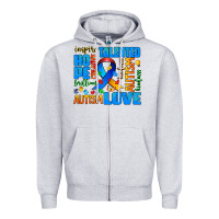 Heather Grey autism  words Zipper Hoodie - AdoDesignShop