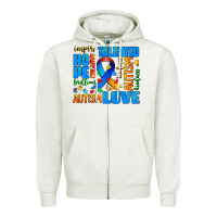 Oatmeal Heather autism  words Zipper Hoodie - AdoDesignShop