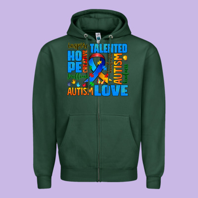 Autism  Words Zipper Hoodie Designed By Adodesignshop