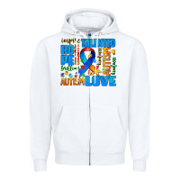 White autism  words Zipper Hoodie - AdoDesignShop