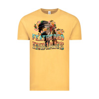Vintage Mustard feathered indians Vintage Tee - texasbilliewilder