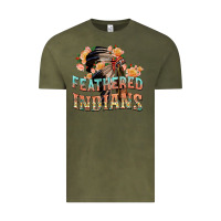 Vintage Olive feathered indians Vintage Tee - texasbilliewilder
