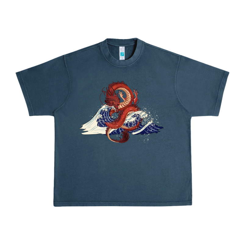 Asian Dragon And Ocean Waves Urban Heavy Tee by RanaPortraitStore | Teevron