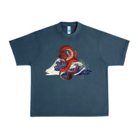 Midnight Navy asian dragon and ocean waves Urban Heavy Tee - RanaPortraitStore