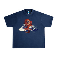 Navy asian dragon and ocean waves Urban Heavy Tee - RanaPortraitStore