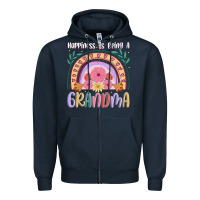 Navy happiness is being a grandma Zipper Hoodie - JahusDesignShop