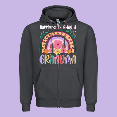 Happiness Is Being A Grandma Zipper Hoodie Designed By Jahusdesignshop