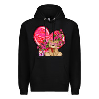 Black valentines heart with bear Premium Hoodie - NancyCooperArtShop