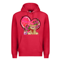 Cardinal valentines heart with bear Premium Hoodie - NancyCooperArtShop
