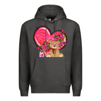 Charcoal Heather valentines heart with bear Premium Hoodie - NancyCooperArtShop
