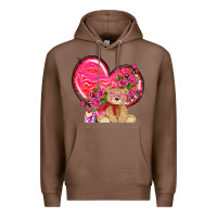 Chestnut valentines heart with bear Premium Hoodie - NancyCooperArtShop