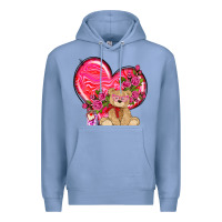 Colony Blue valentines heart with bear Premium Hoodie - NancyCooperArtShop