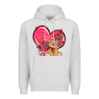 Dove Grey valentines heart with bear Premium Hoodie - NancyCooperArtShop