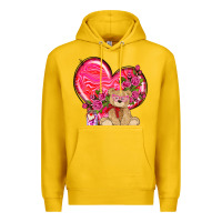 Lemon valentines heart with bear Premium Hoodie - NancyCooperArtShop