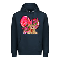 Navy valentines heart with bear Premium Hoodie - NancyCooperArtShop