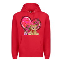 Red valentines heart with bear Premium Hoodie - NancyCooperArtShop