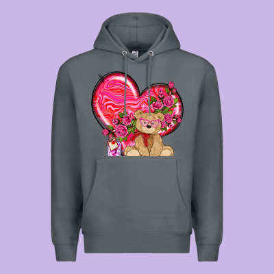 Valentines Heart With Bear Premium Hoodie Designed By Nancycooperartshop