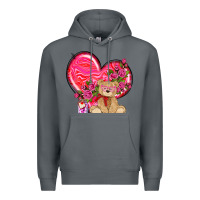 Rock valentines heart with bear Premium Hoodie - NancyCooperArtShop