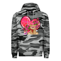 Slate Camo valentines heart with bear Premium Hoodie - NancyCooperArtShop