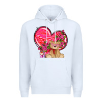 White valentines heart with bear Premium Hoodie - NancyCooperArtShop