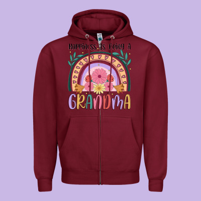 Happiness Is Being A Grandma Zipper Hoodie Designed By Jahusdesignshop
