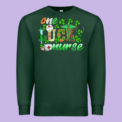 St.patricks One Lucky Nurse Premium Sweatshirt Designed By Barkaloodesign