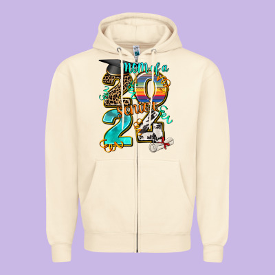 2024 Graduate Leopard Zipper Hoodie Designed By Adodesignshop