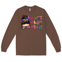Chestnut wife mom boss messy bun Long Sleeve Tee - Zillion Design Studio