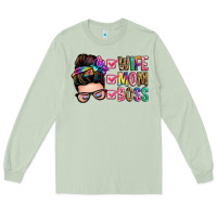 Matcha wife mom boss messy bun Long Sleeve Tee - Zillion Design Studio