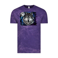 Cloud Purple Wolf And Full Moon Vintage Tee - RanaPortraitStore