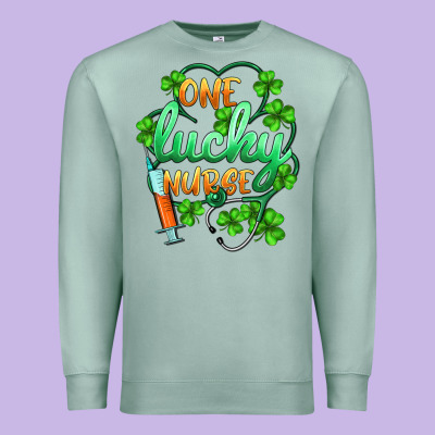 St.patricks One Lucky Nurse Premium Sweatshirt Designed By Barkaloodesign