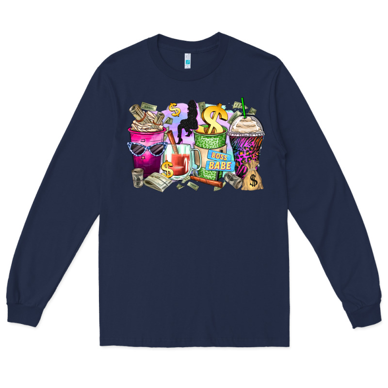 Boss Babe Coffee Cups Long Sleeve Tee by Zillion Design Studio | Teevron