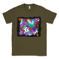 Army Green halloween ghost and turquoise glitter background Classic Tee - BundleAndBundleShop
