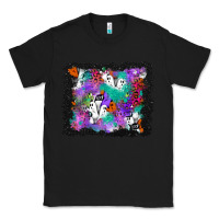 Black halloween ghost and turquoise glitter background Classic Tee - BundleAndBundleShop