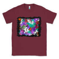 Burgundy halloween ghost and turquoise glitter background Classic Tee - BundleAndBundleShop