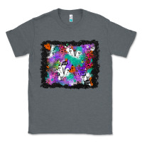 Charcoal Heather halloween ghost and turquoise glitter background Classic Tee - BundleAndBundleShop