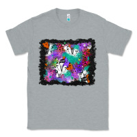 Heather Grey halloween ghost and turquoise glitter background Classic Tee - BundleAndBundleShop