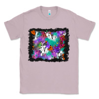 Lilac halloween ghost and turquoise glitter background Classic Tee - BundleAndBundleShop