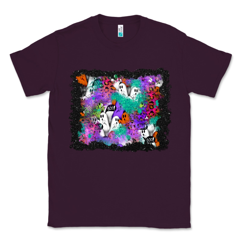 Halloween Ghost And Turquoise Glitter Background Classic Tee by BundleAndBundleShop | Teevron