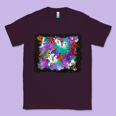 Halloween Ghost And Turquoise Glitter Background Classic Tee Designed By Bundleandbundleshop