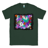 Sports Green halloween ghost and turquoise glitter background Classic Tee - BundleAndBundleShop