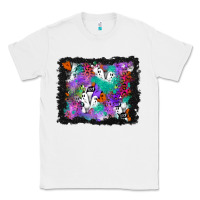 White halloween ghost and turquoise glitter background Classic Tee - BundleAndBundleShop