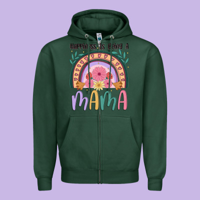 Happiness Is Being A Mama Zipper Hoodie Designed By Jahusdesignshop