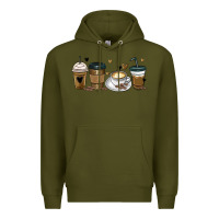 Army Green coffee latte coffee cups Premium Hoodie - MaliasSmallBusiness